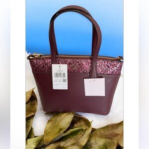 Kate Spade Burgundy and Pink Glitter Tote